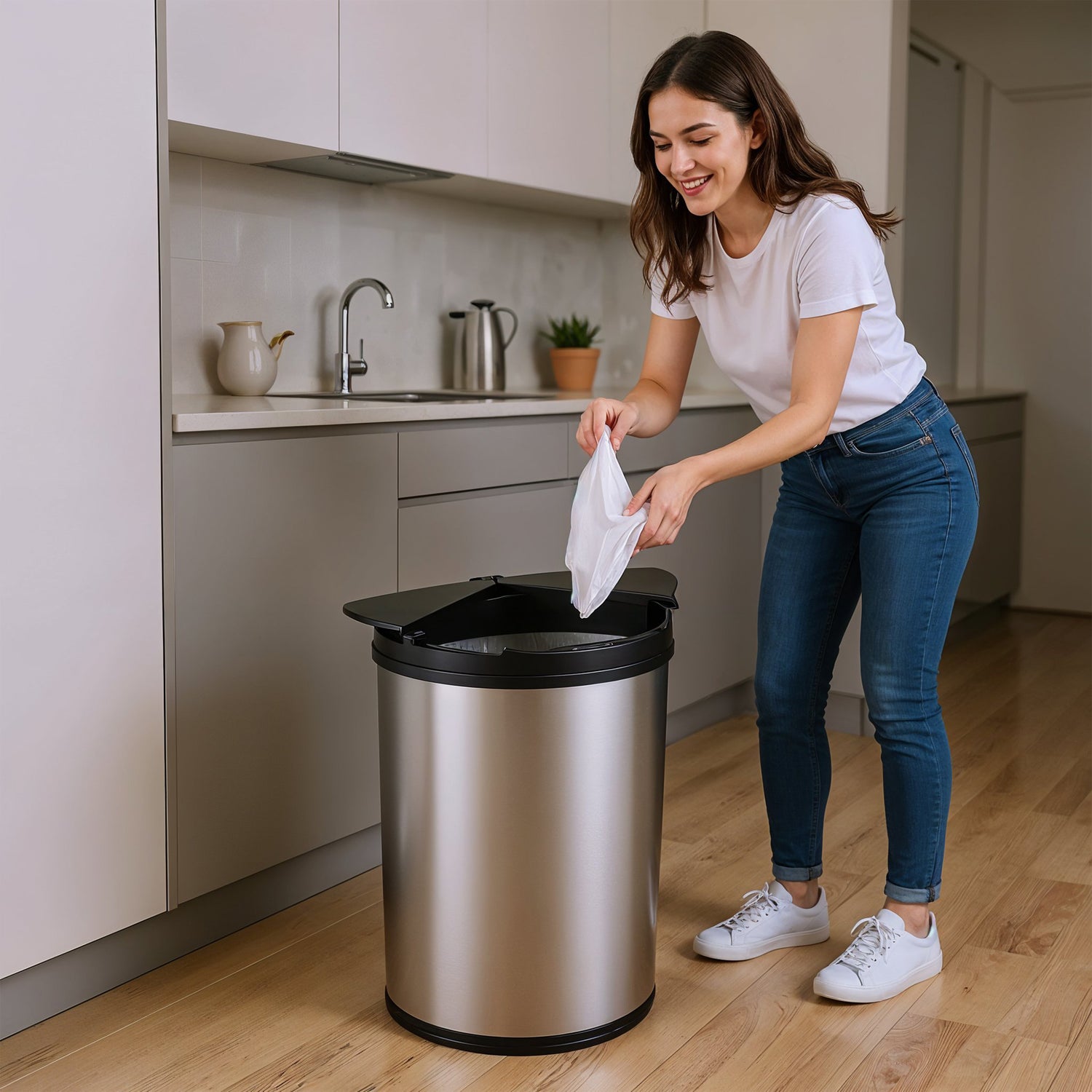 50L Ladybird Series General Waste Autobin – Semi-Circular Motion Sensor Bin with Butterfly-Like Lid