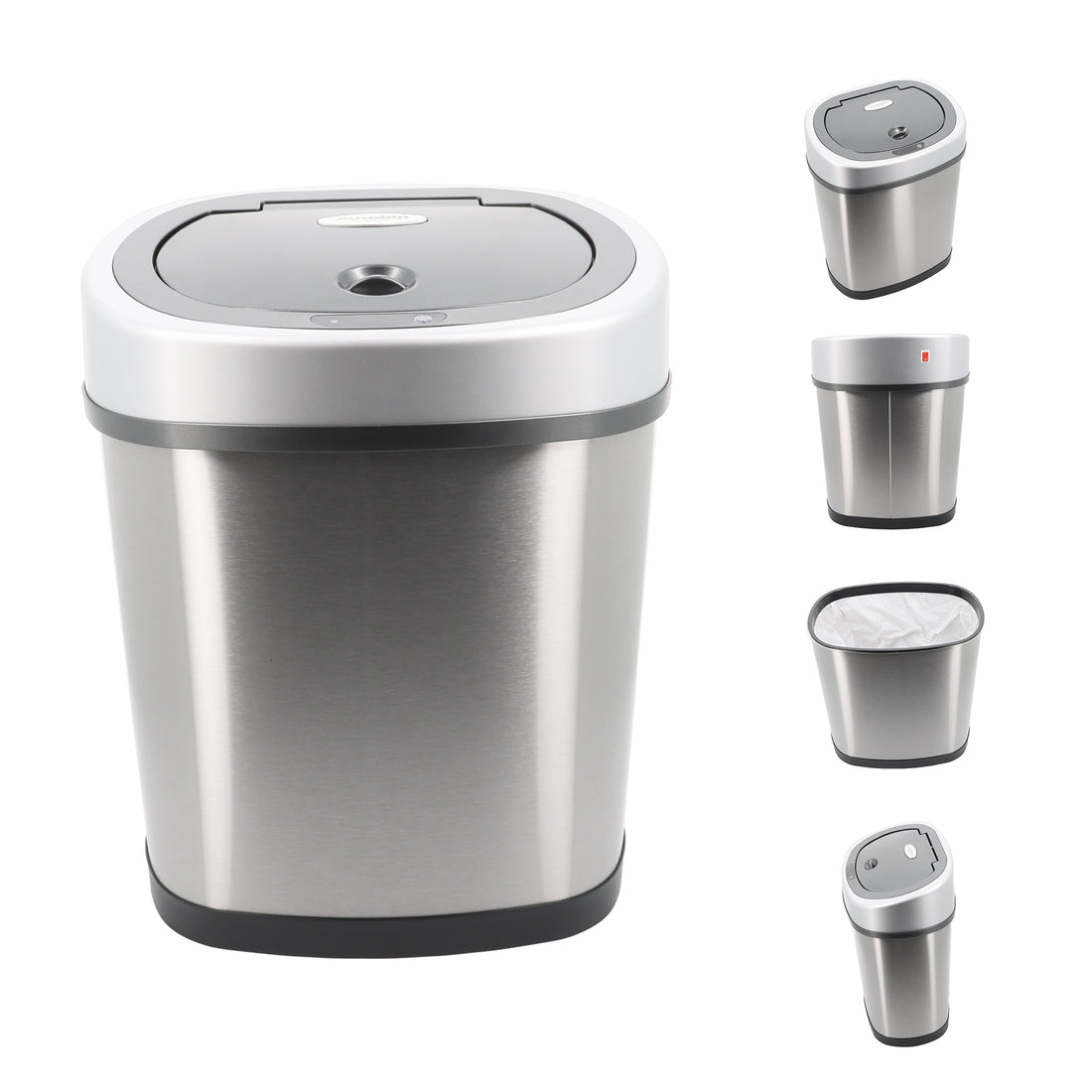 12L Oval Motion Sensor Autobin – Compact &amp; Hygienic Waste Solution in Stainless Steel