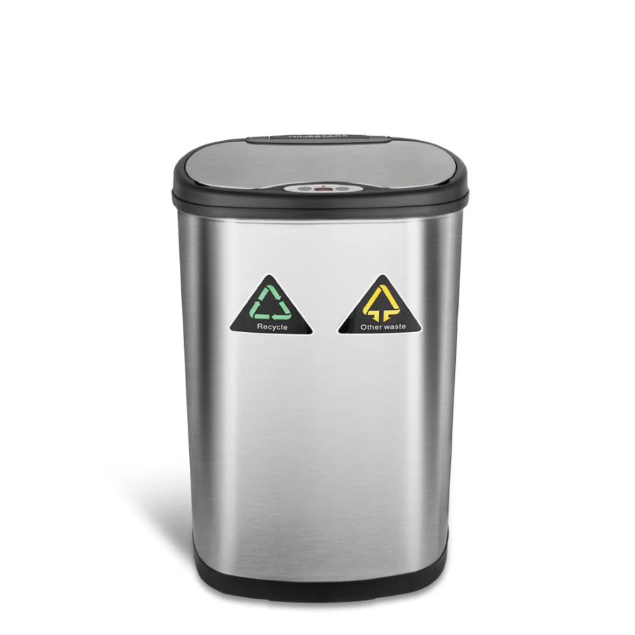 50-Litre Oval Plus Series Recycling Autobin – Dual-Compartment Motion Sensor Bin