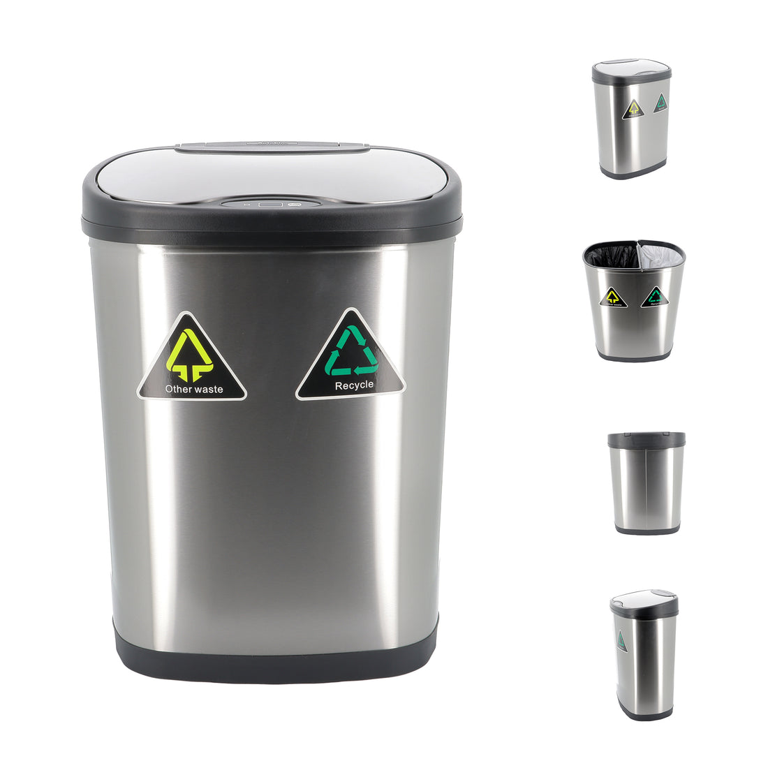 42-Litre Oval Plus Series Recycling Autobin – Dual-Compartment Motion Sensor Bin