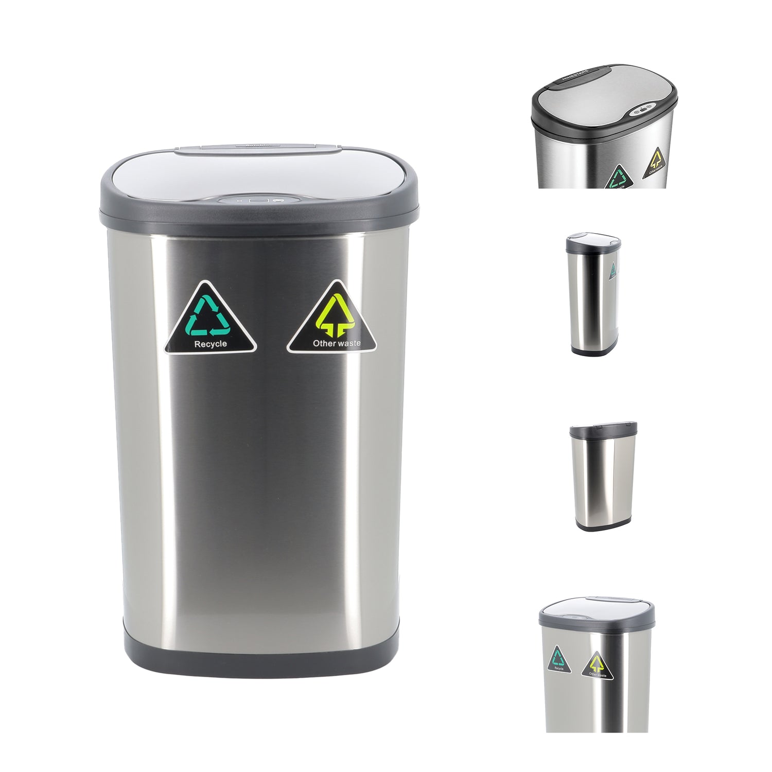 50-Litre Oval Plus Series Recycling Autobin – Dual-Compartment Motion Sensor Bin