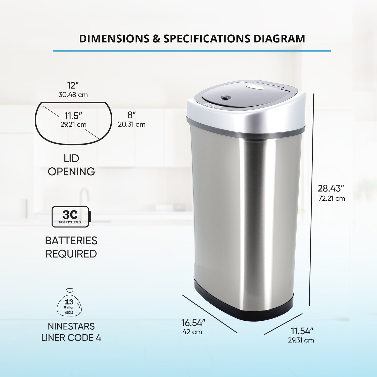 8L &amp; 50L Oval Motion Sensor Autobin Combo – Versatile Touchless Bin Set for Kitchen &amp; Bathroom