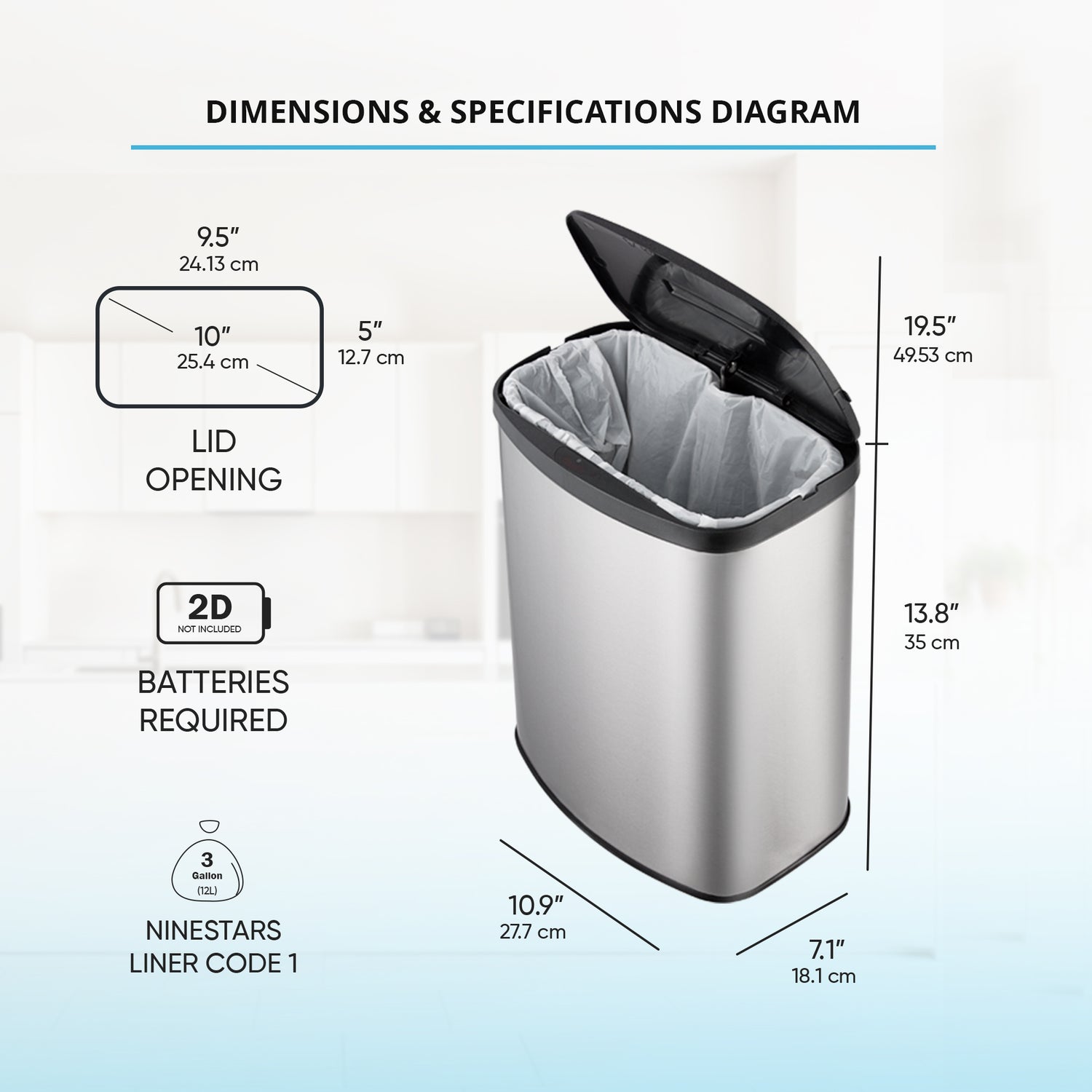 8L &amp; 50L Oval Motion Sensor Autobin Combo – Versatile Touchless Bin Set for Kitchen &amp; Bathroom