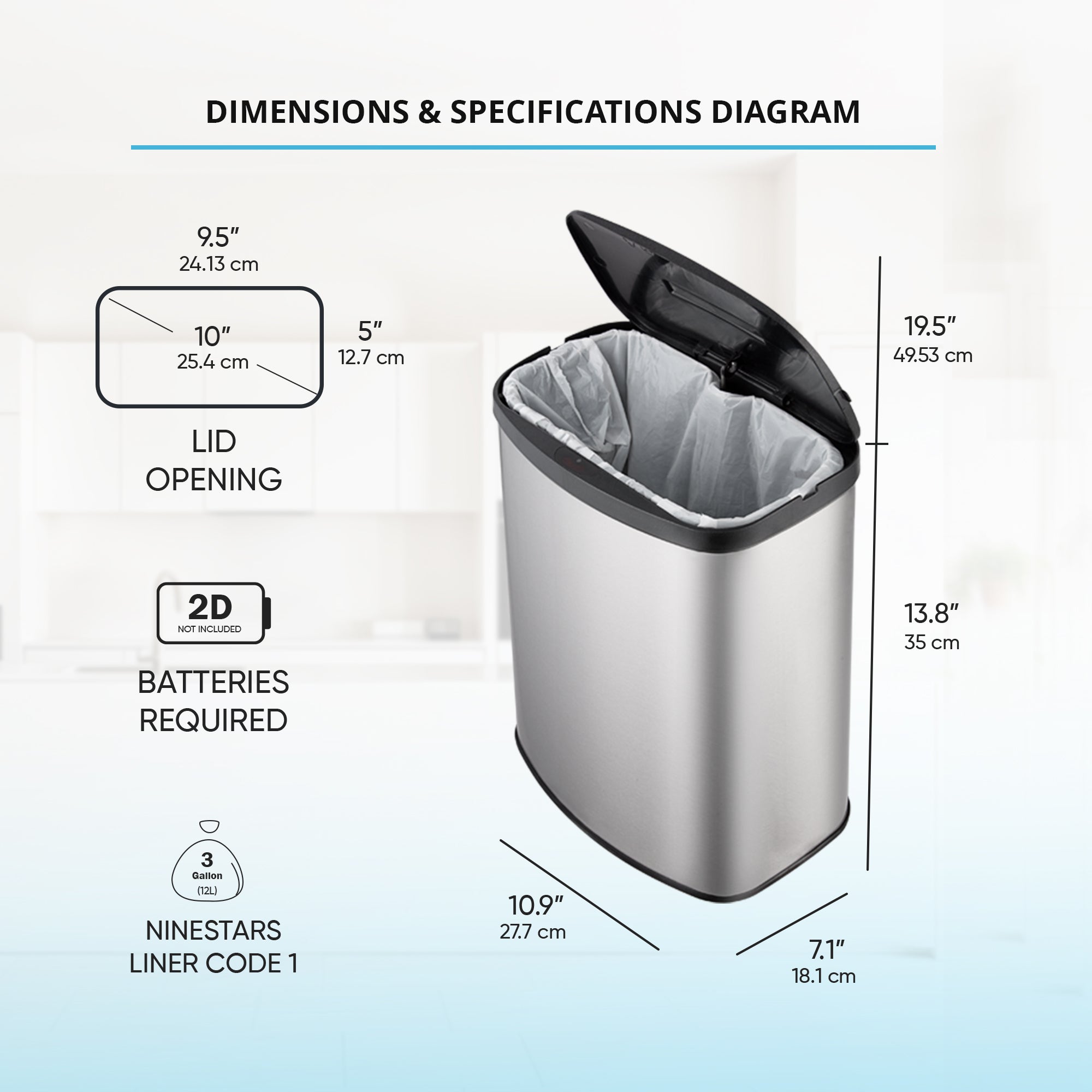 8L &amp; 50L Oval Motion Sensor Autobin Combo – Versatile Touchless Bin Set for Kitchen &amp; Bathroom