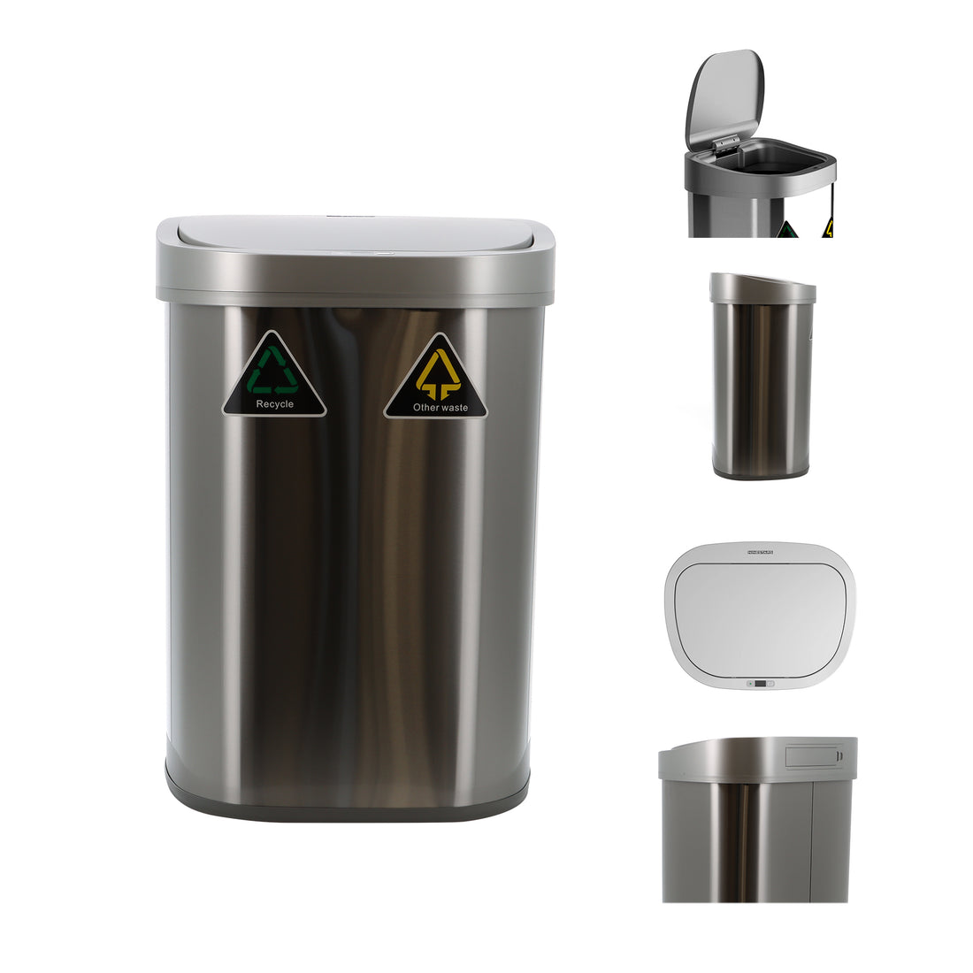 80L Maxi Plus Series Dual-Compartment Recycling Bin – Innovative Lid &amp; Motion Sensor
