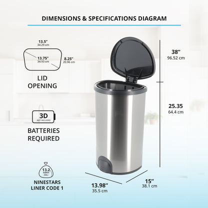 50L Toe Tap Series Autobin – Semi-Round, Foot-Activated Sensor Bin for Hygienic Disposal